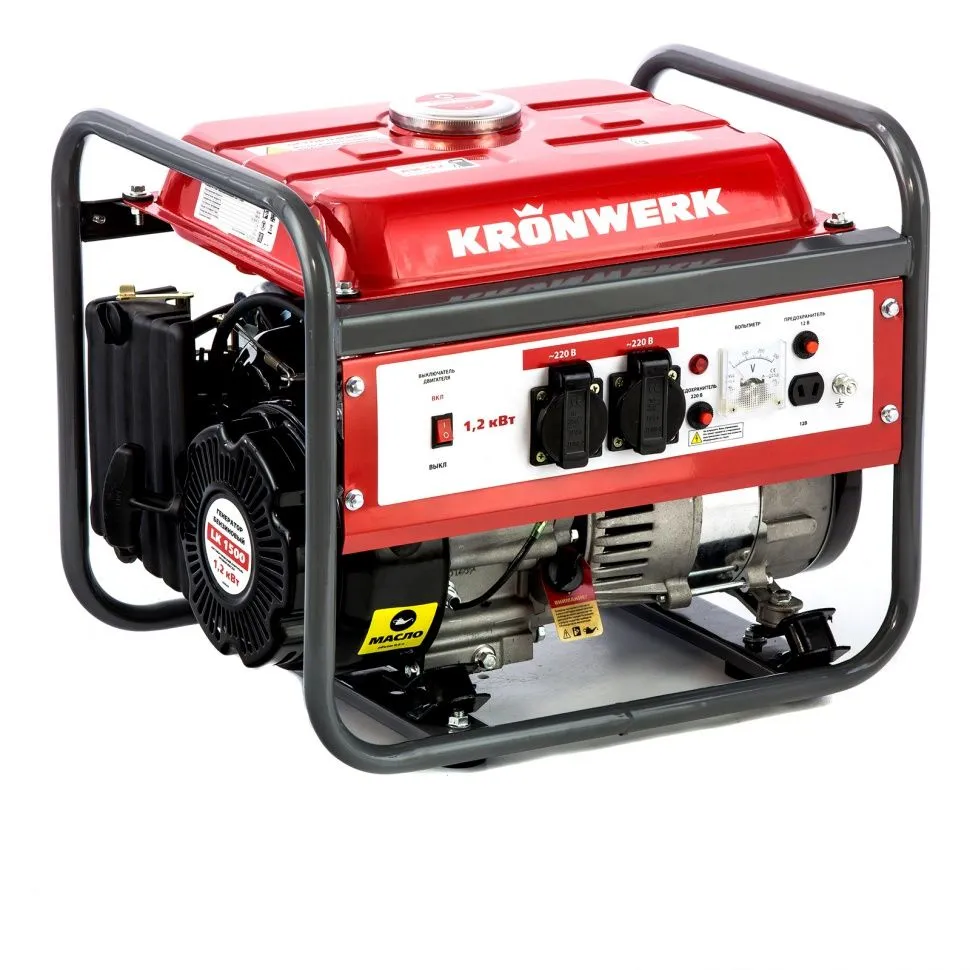 Генератор бензиновый LK 1500, 1.2 кВт, 230 В, бак 6 л, ручной старт Kronwerk купить