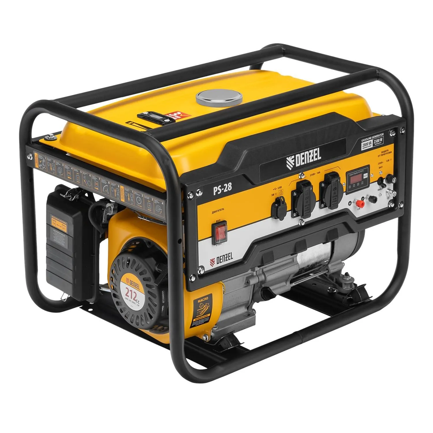 Генератор бензиновый PS 28, 2.8 кВт, 230 В, 15 л, ручной стартер Denzel купить