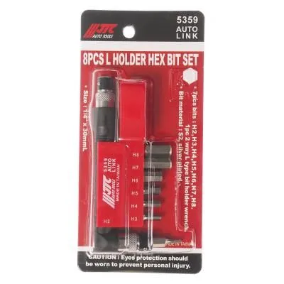 Набор бит 1/4" HEX с Г-образным держателем 8 предметов JTC