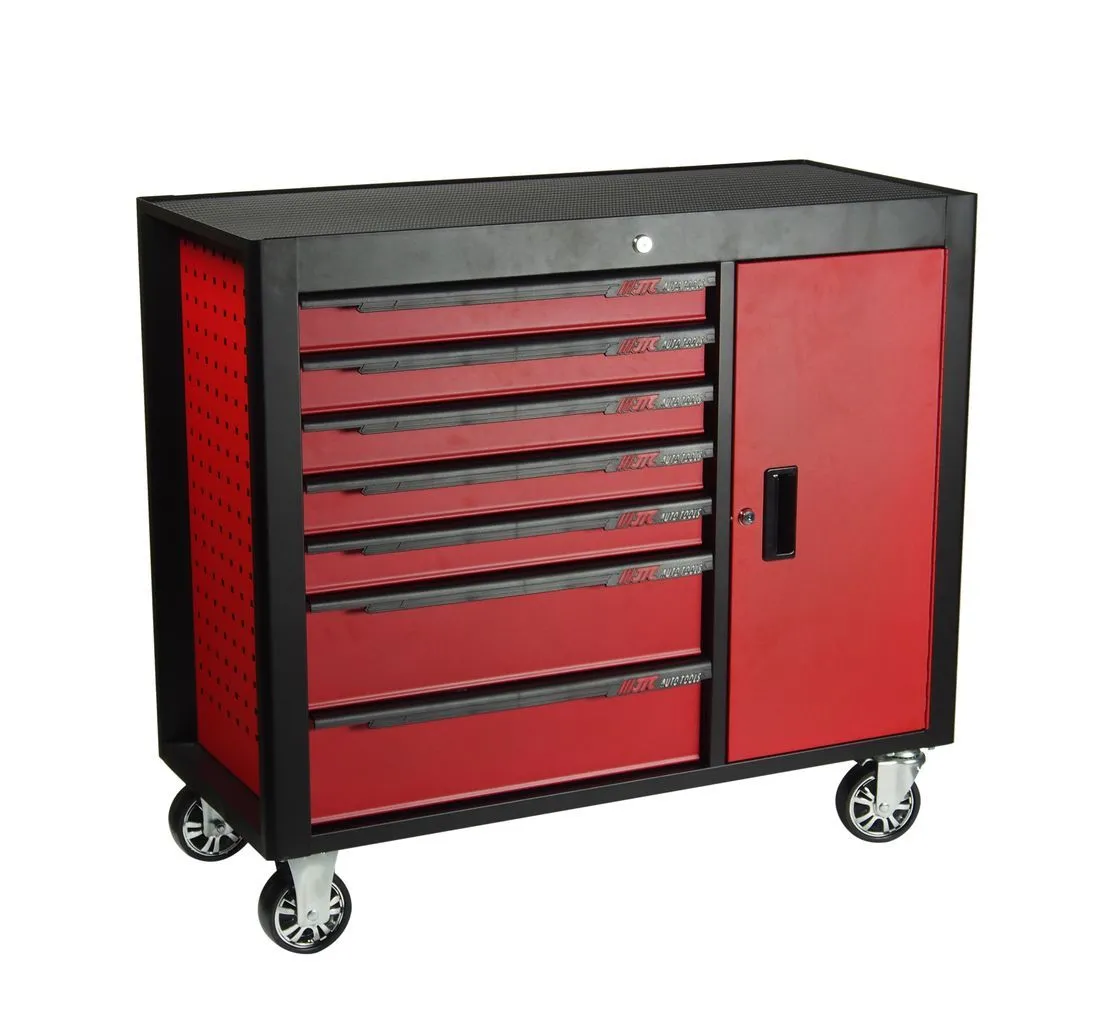 Тележка инструментальная 7 секций красная с боковым ящиком JTC купить