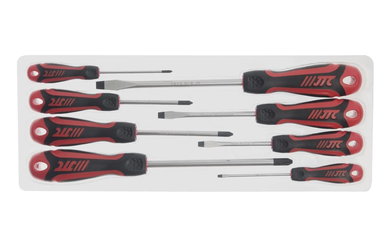 Набор отверток усиленных SL3.0,5.5x75 SL6.5x100 SL8.0x150 PH0,1x75 PH2x100 PH3x150 8 предметов JTC купить