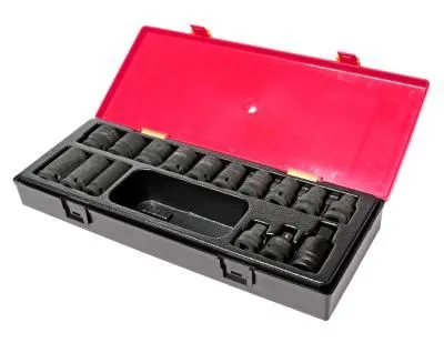 Набор головок торцевых 1/2" 6-ти гранных 10-24мм ударных 16 предметов в кейсе JTC