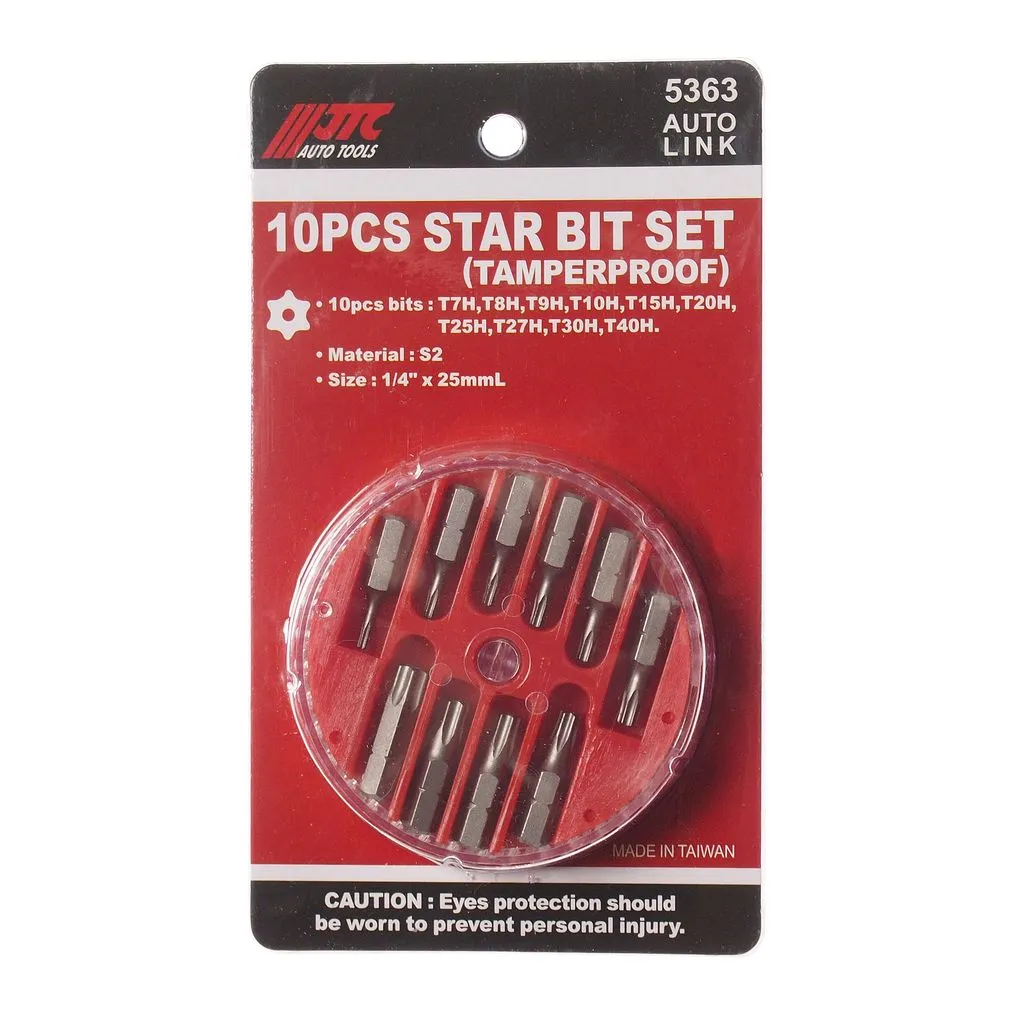 Набор бит 1/4" TORX T7H-T40H с отверстием 10 предметов в кейсе JTC фото товара COMPASS MARKET Набор бит 1/4" TORX T7H-T40H с отверстием 10 предметов в кейсе JTC купить